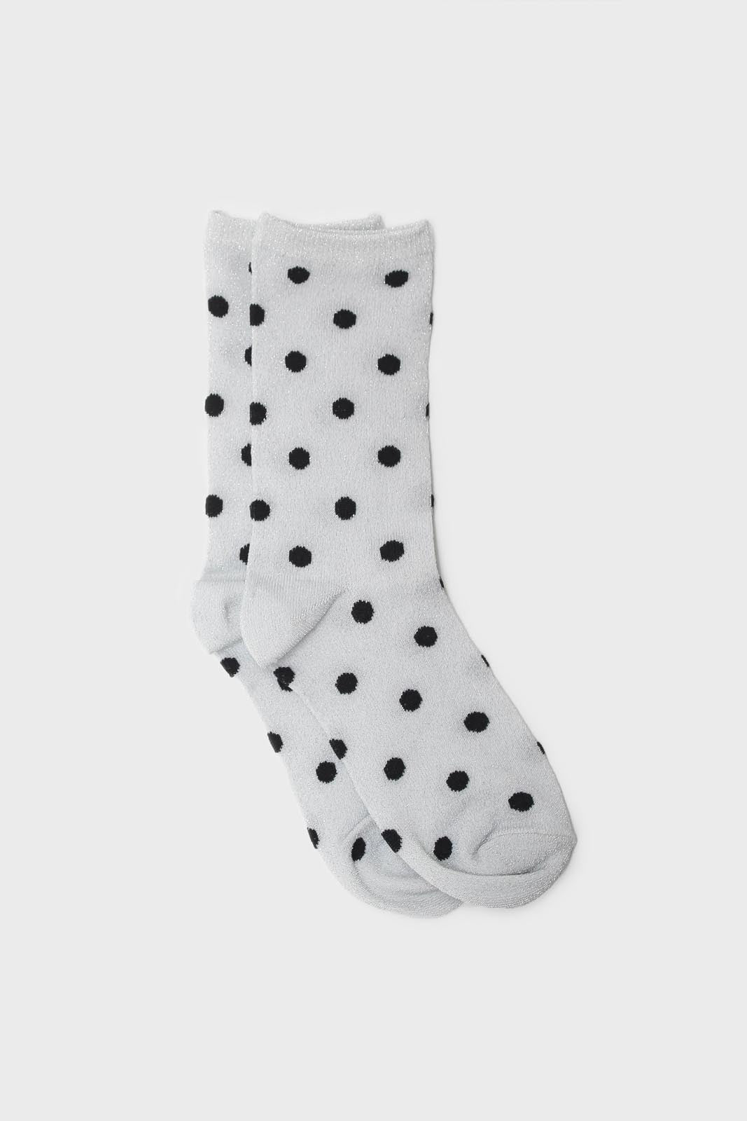 Silver and black metallic polka dot socks_1