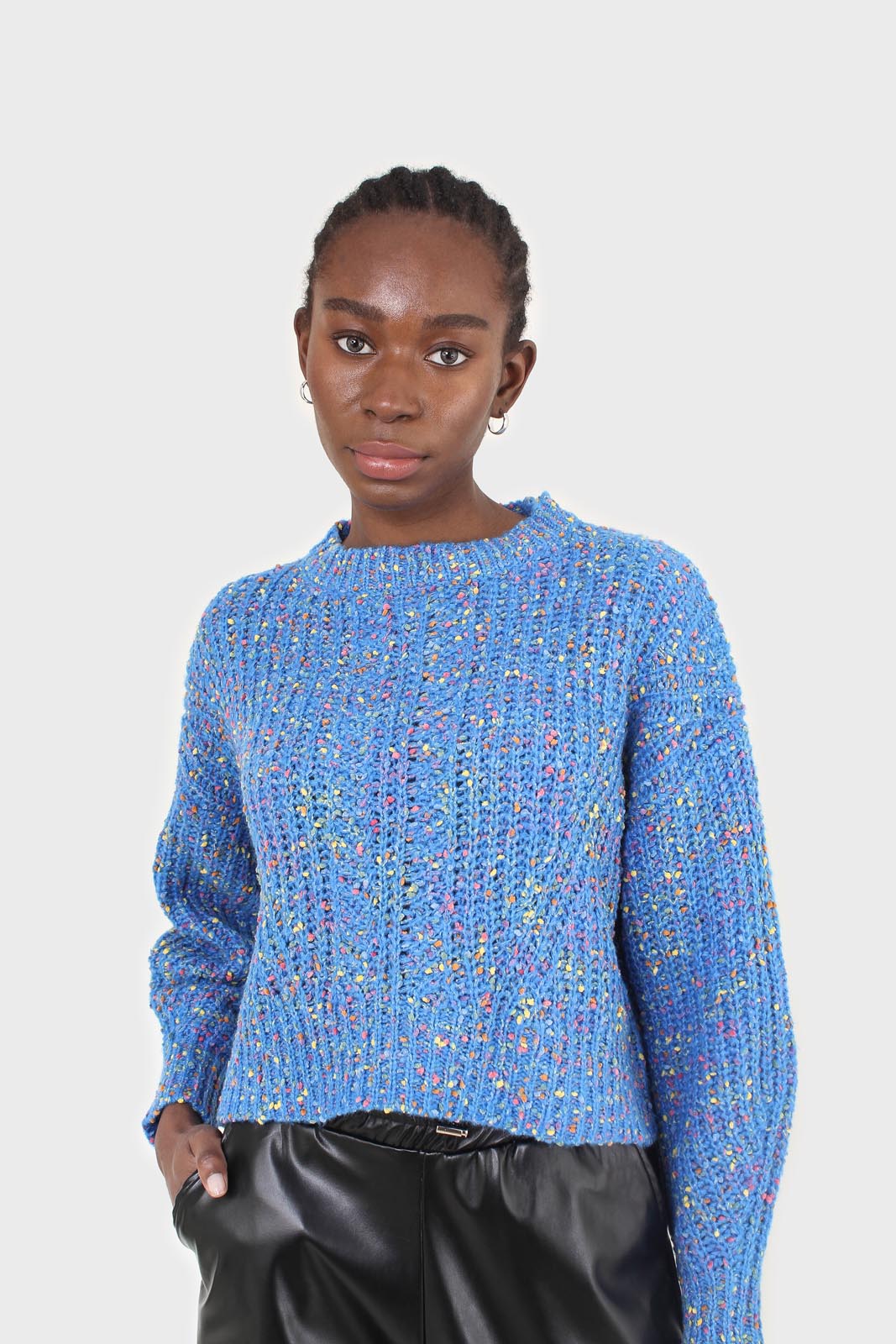 Blue rainbow fleck cropped jumper_1