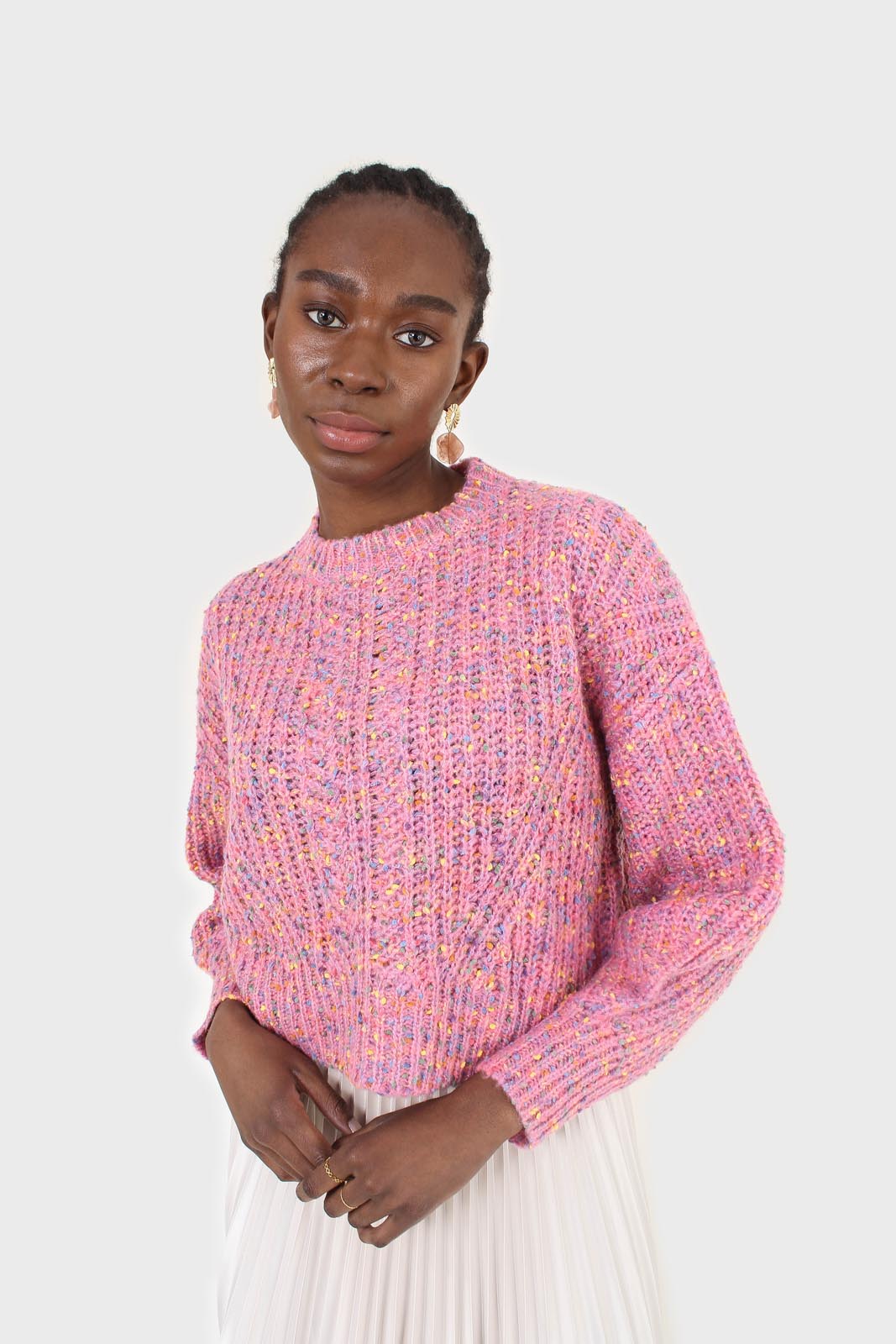Pink rainbow fleck cropped jumper_9
