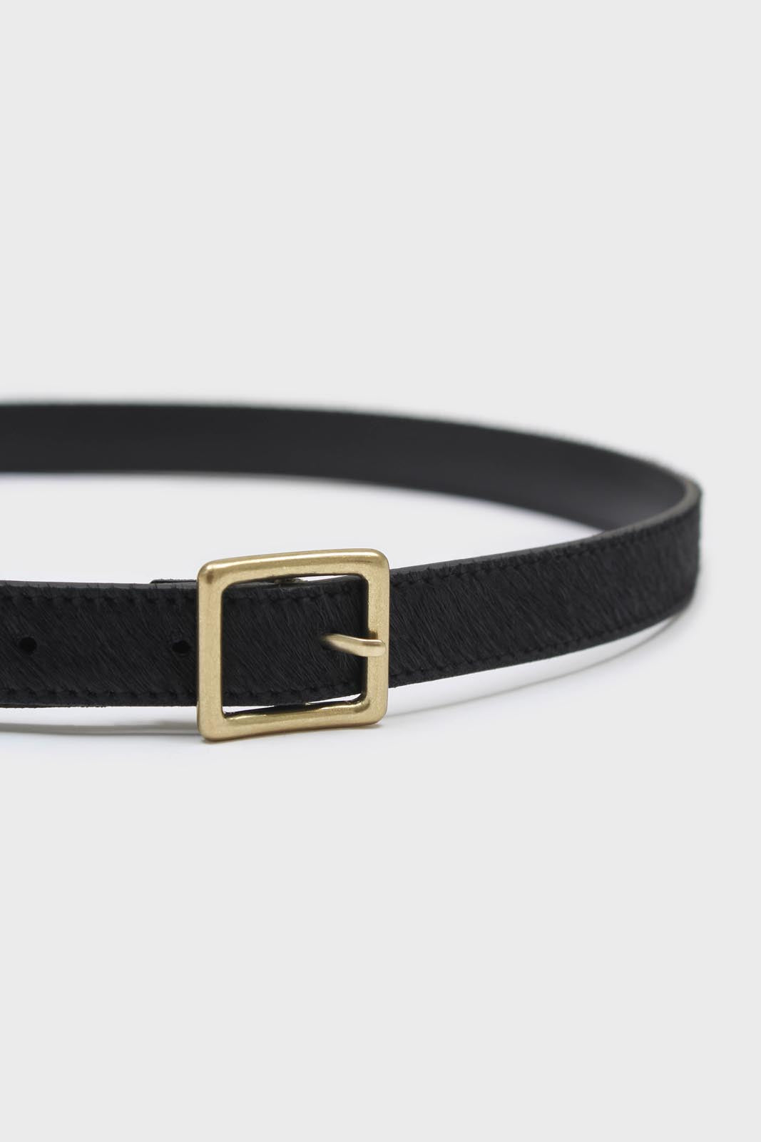 Black horsehair genuine leather thin belt_1