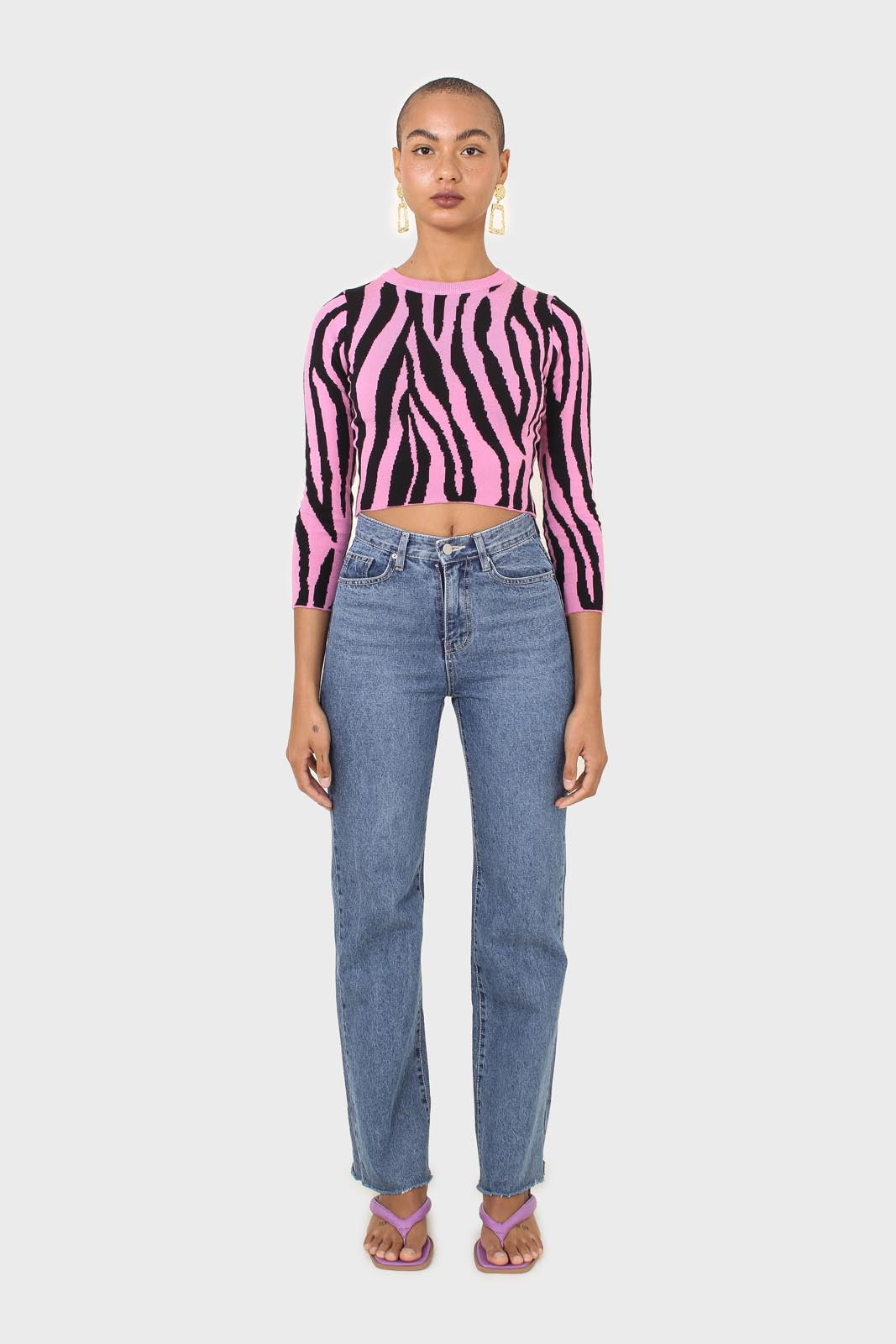 Hot pink and black zebra cropped top_2