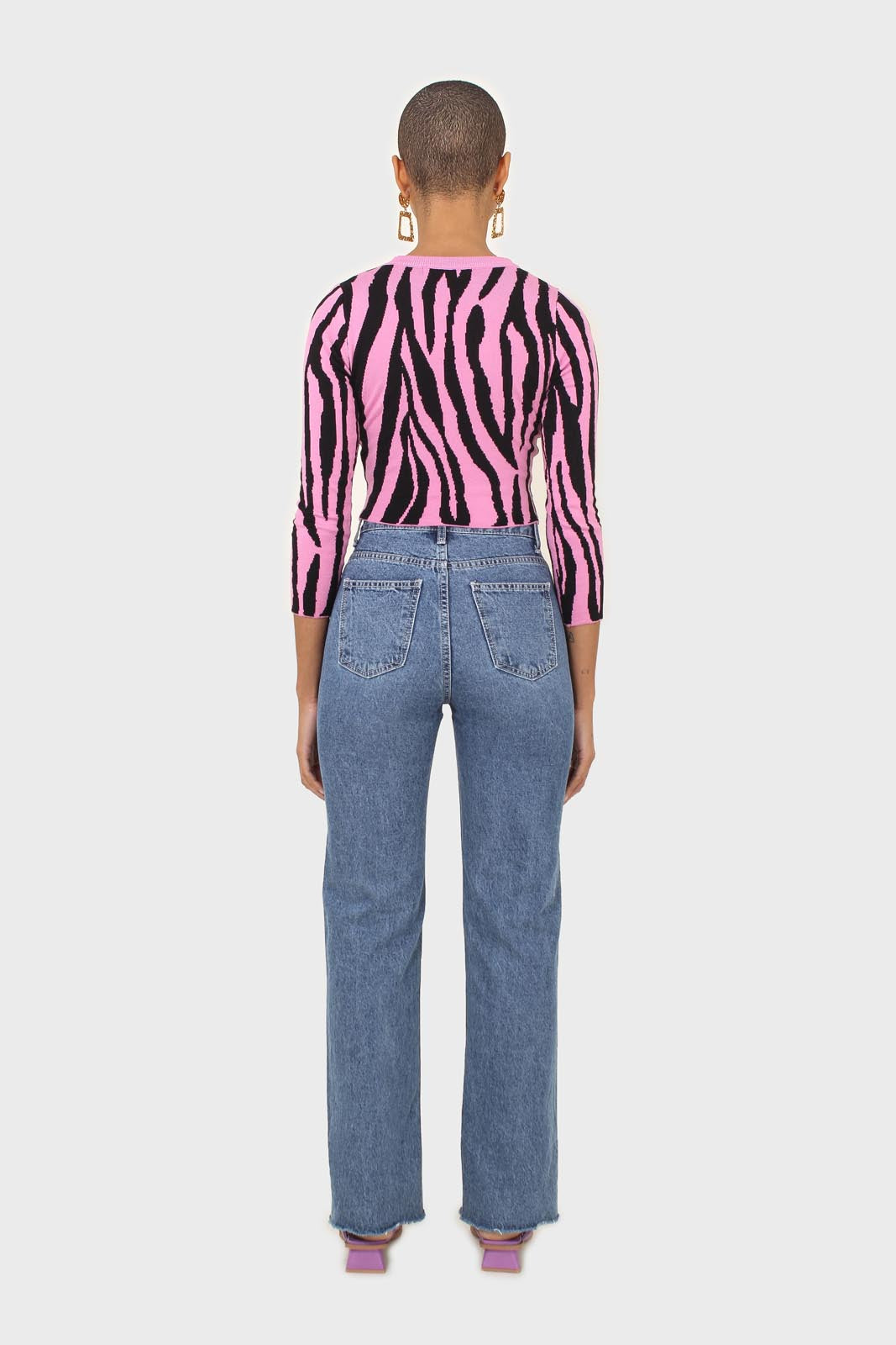 Hot pink and black zebra cropped top_4