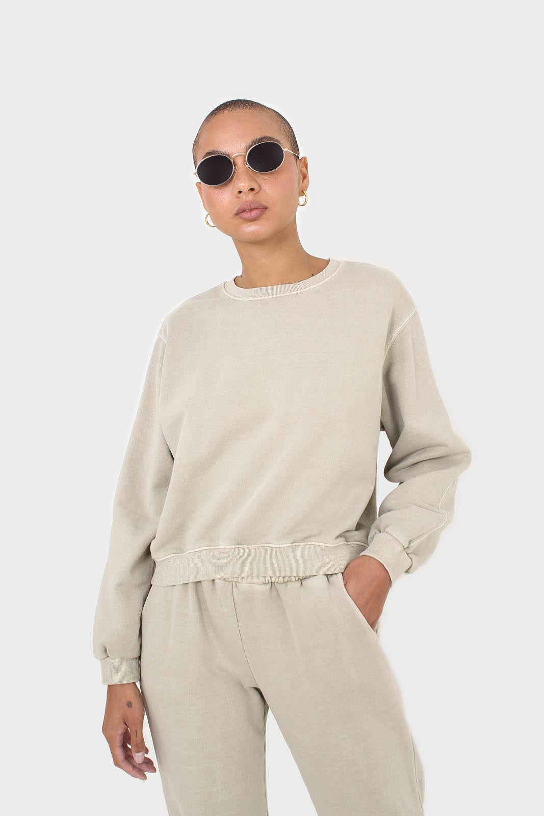 Beige pigment oversized sweatshirt_1