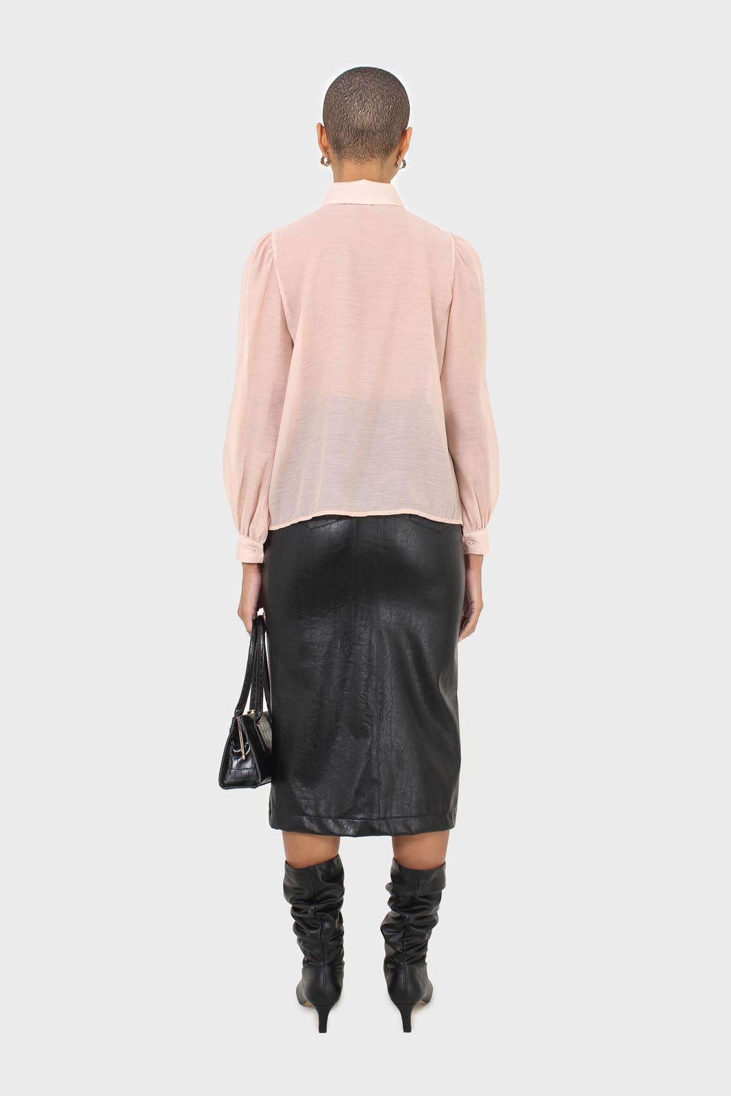 Pink and black pussy bow semi sheer blouse_11