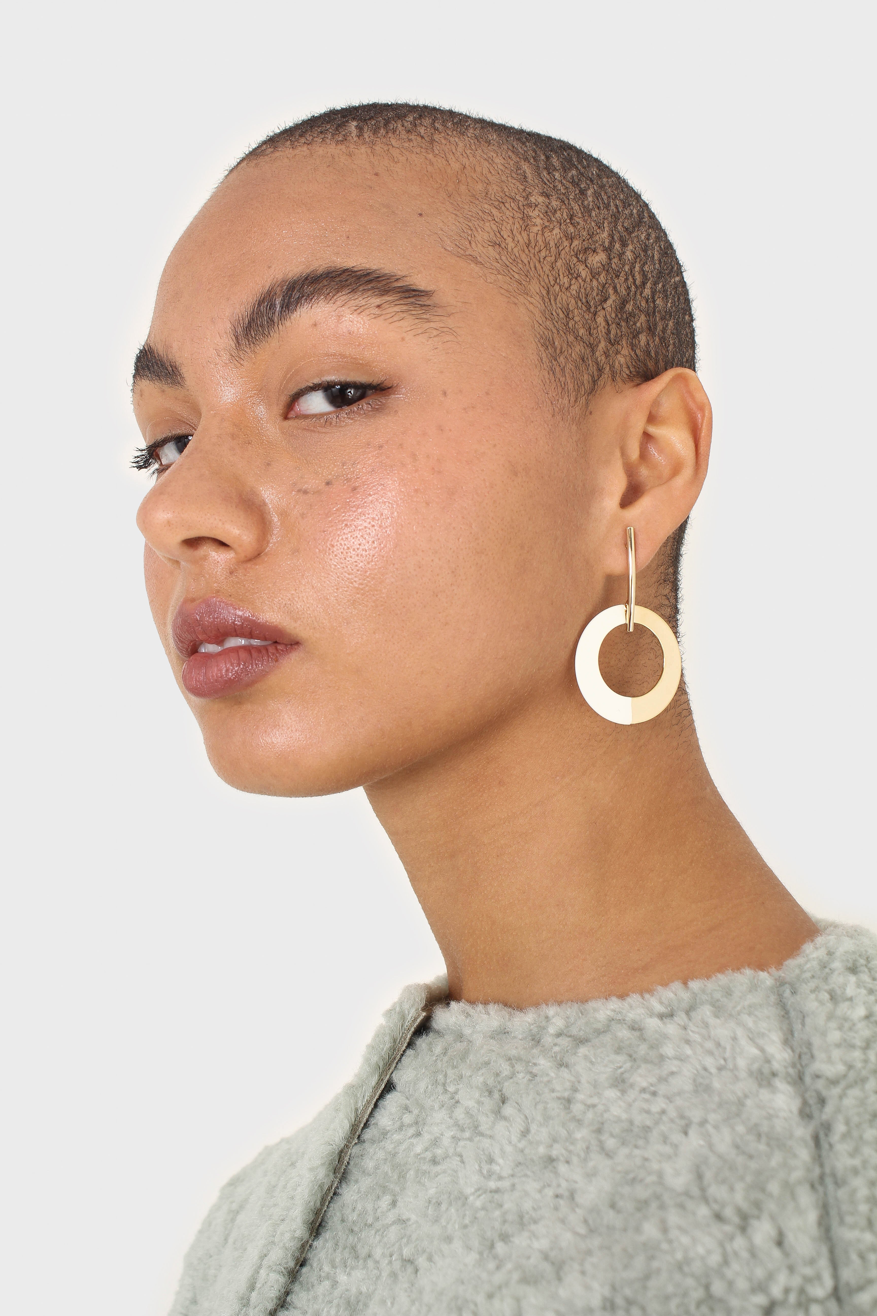 Gold and ivory half and half circle earrings_2
