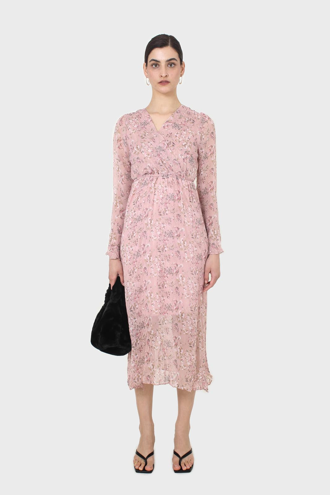 Dusty pink creased effect midi dress_3