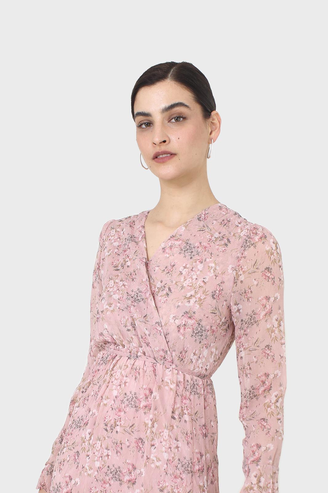 Dusty pink creased effect midi dress_6