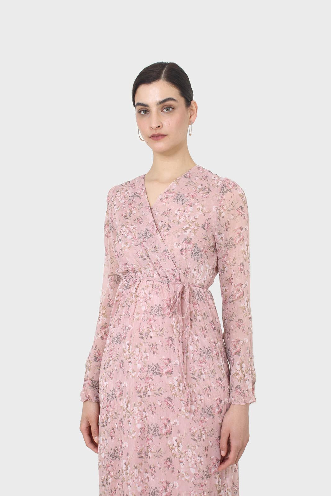 Dusty pink creased effect midi dress_7