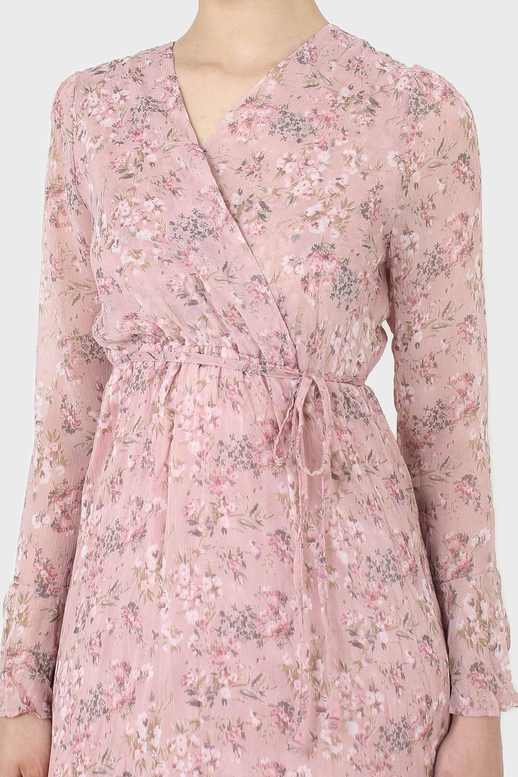 Dusty pink creased effect midi dress_2