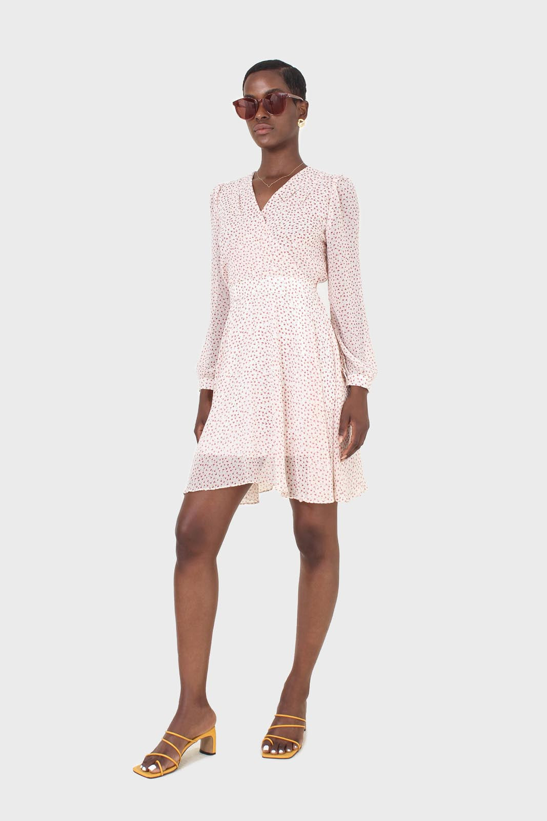 Ivory and red tiny flower print dress_3