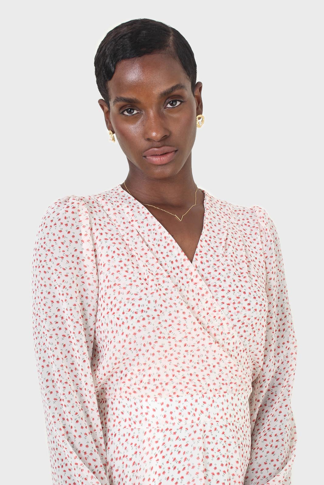 Ivory and red tiny flower print dress_5