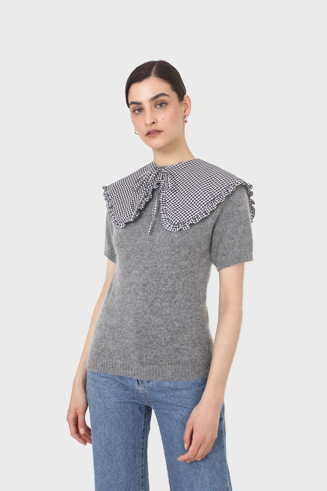 Black and white gingham detachable collar_1