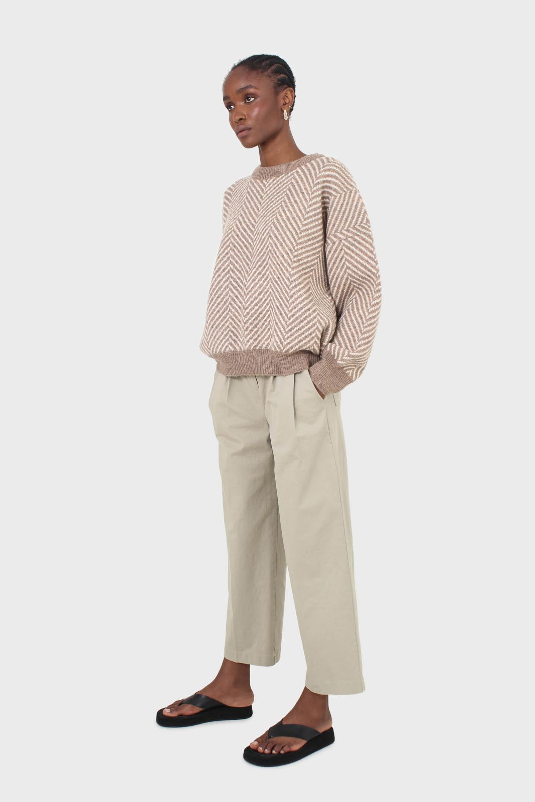 Brown and ivory herringbone jumper_3