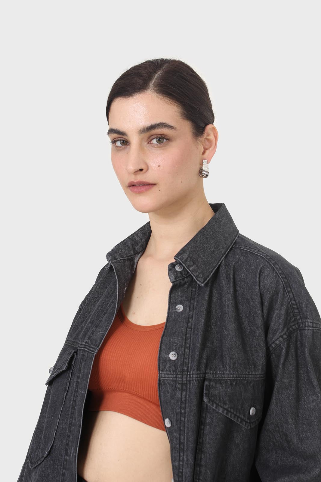 Black denim patch pocket shirt_15