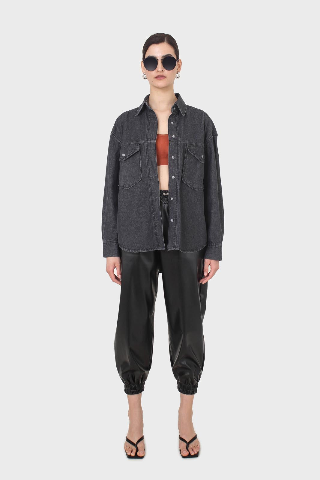 Black denim patch pocket shirt_12