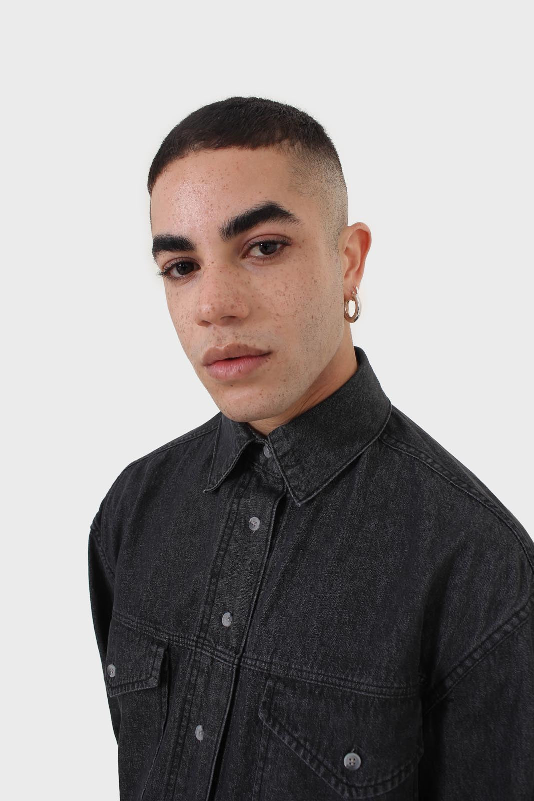 Black denim patch pocket shirt_9