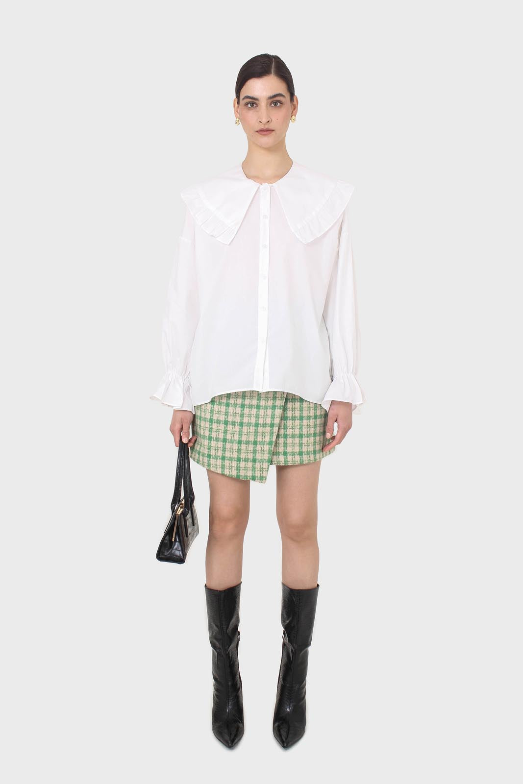 Green checked mini skirt_3