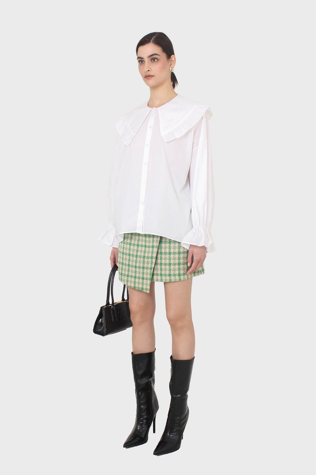 Green checked mini skirt_5