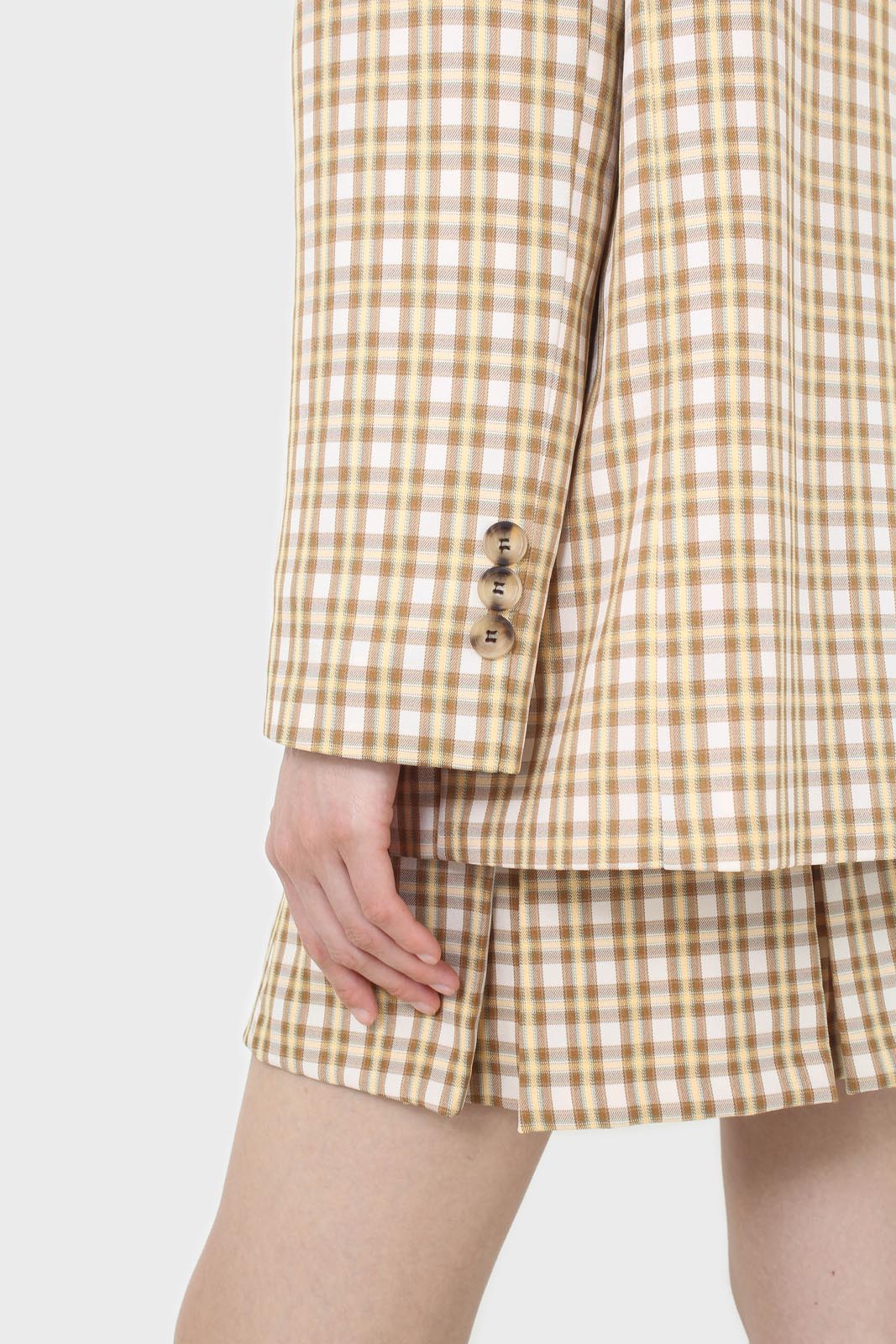 Yellow and camel checked blazer_4