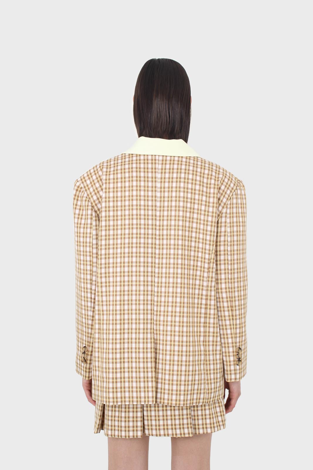 Yellow and camel checked blazer_3