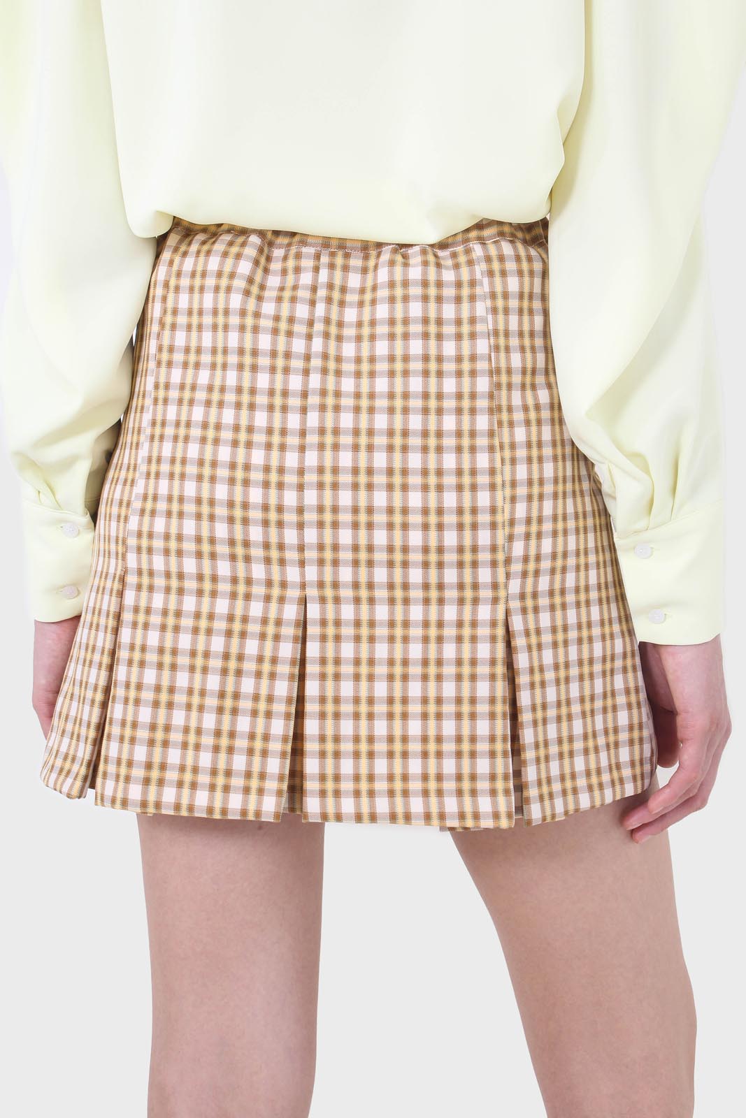 Yellow and camel checked skirt_2