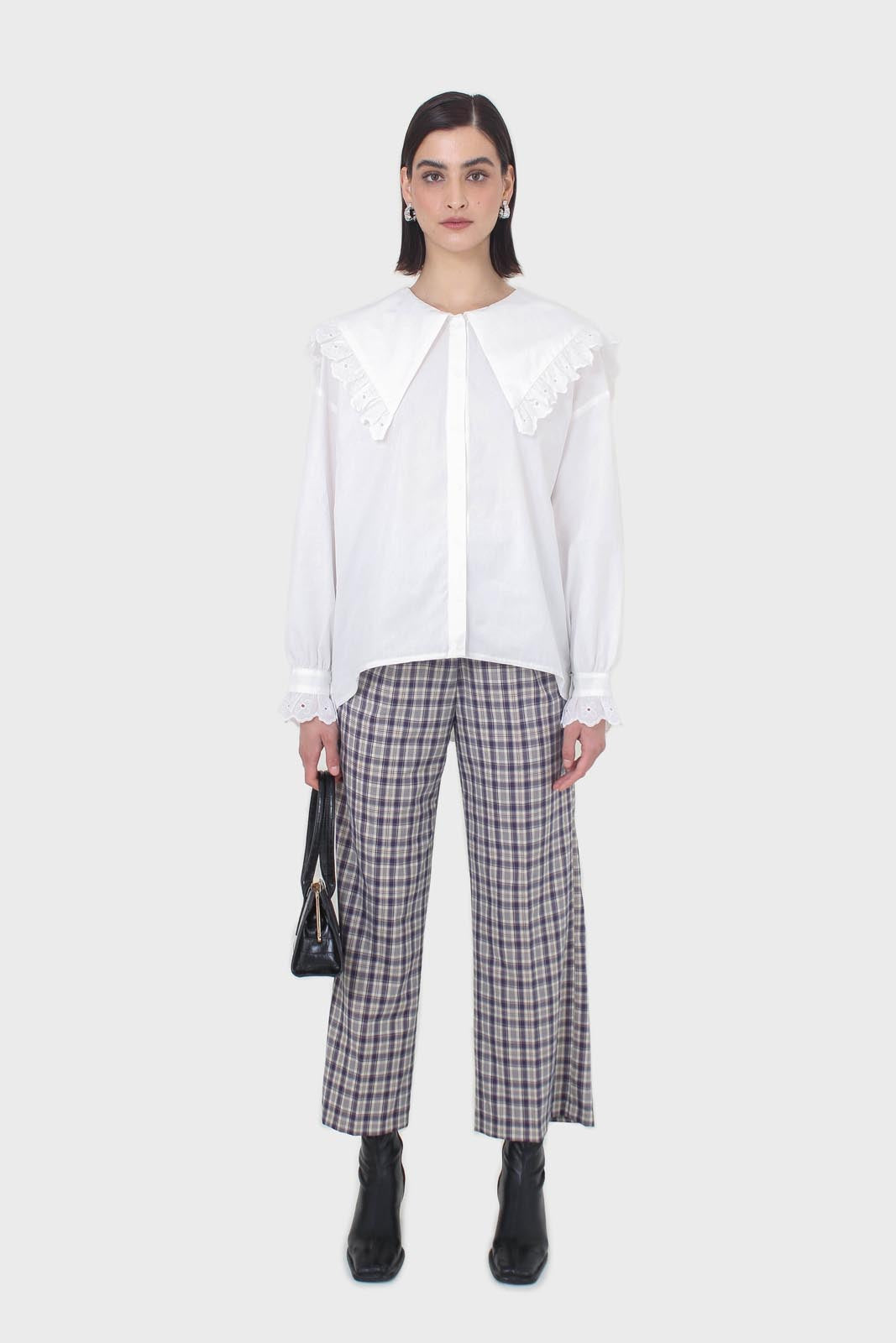 Purple plaid wide leg trousers_2