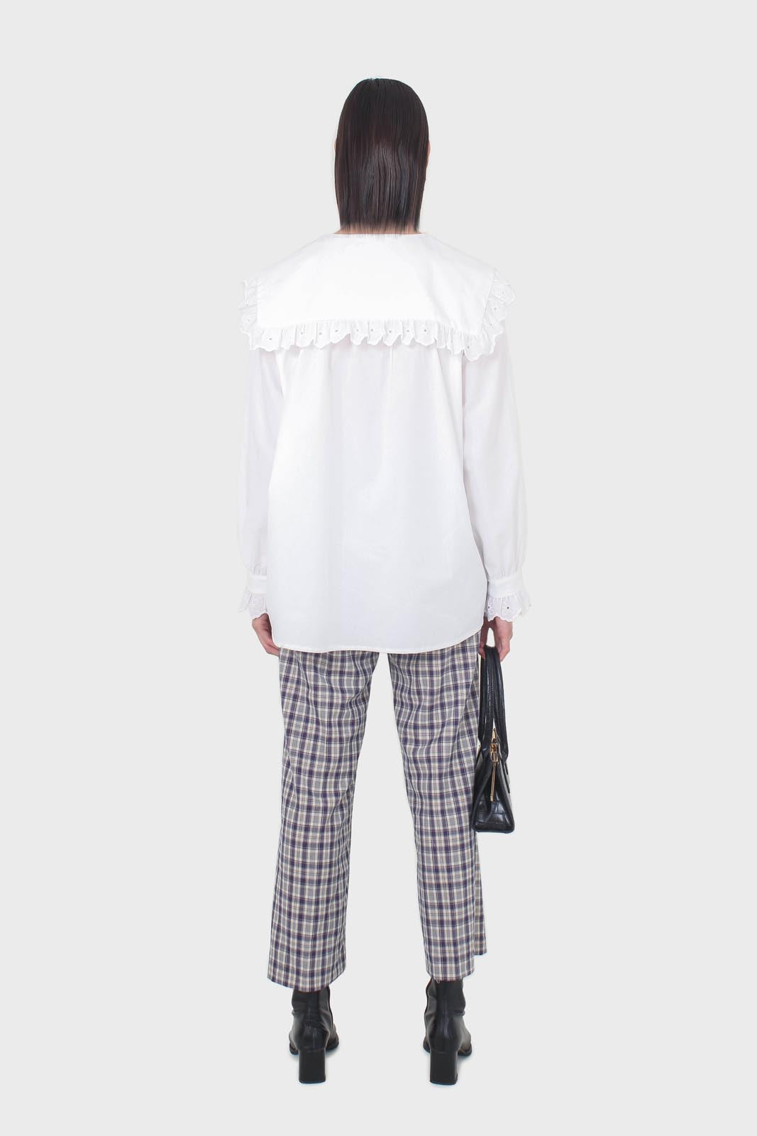 Purple plaid wide leg trousers_3