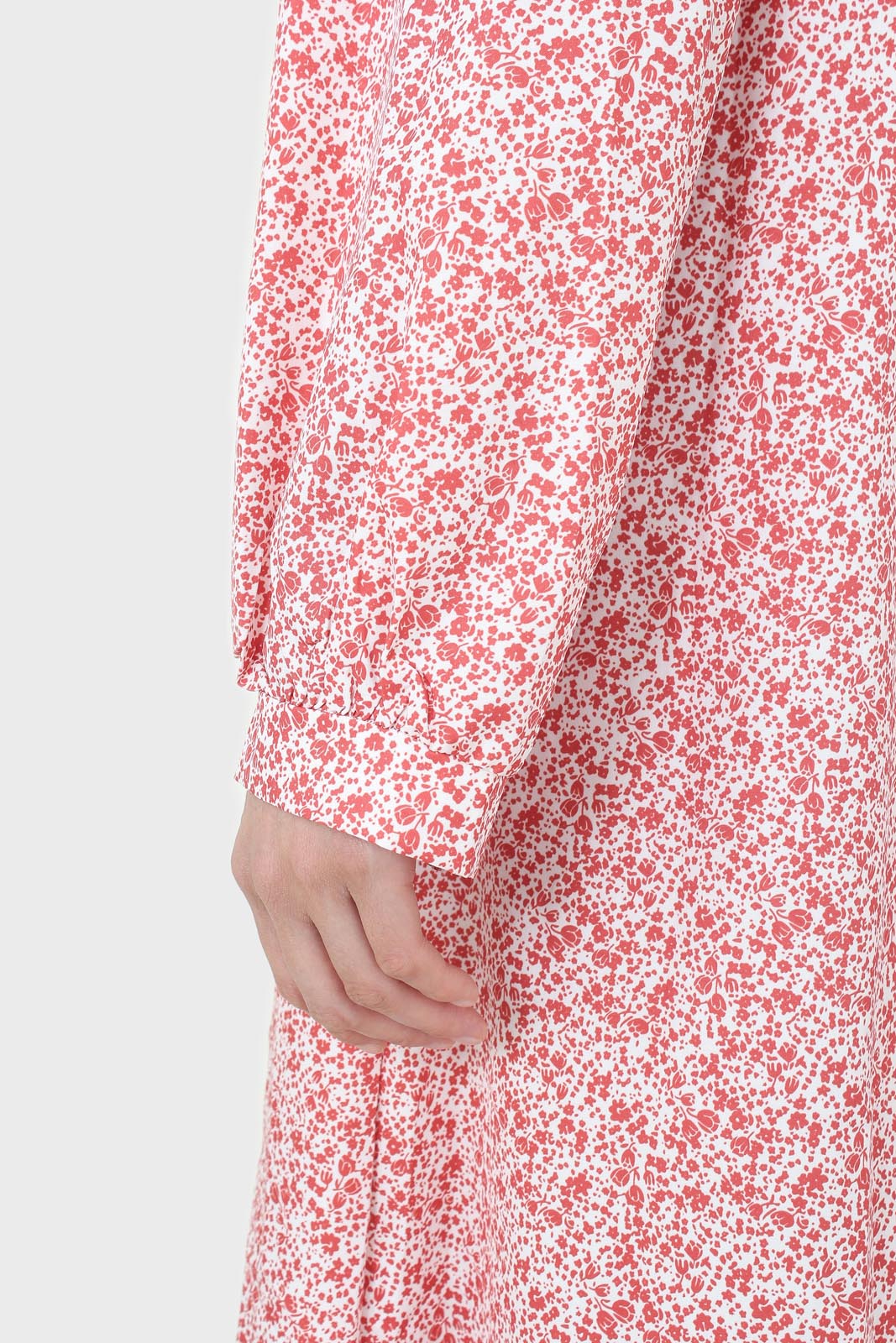 Pink and ivory floral print tie back maxi dress_12