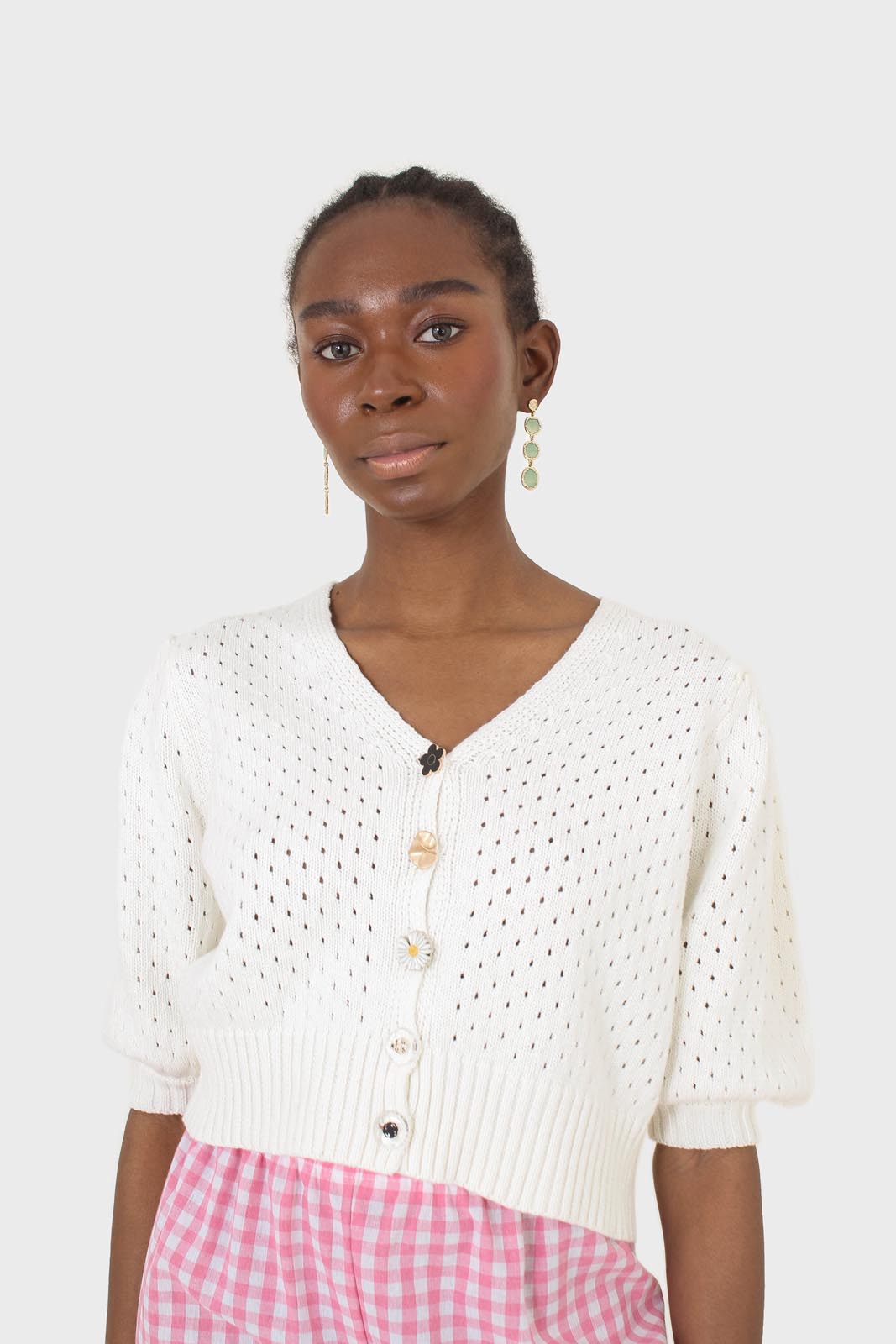 Ivory flower button cardigan_4