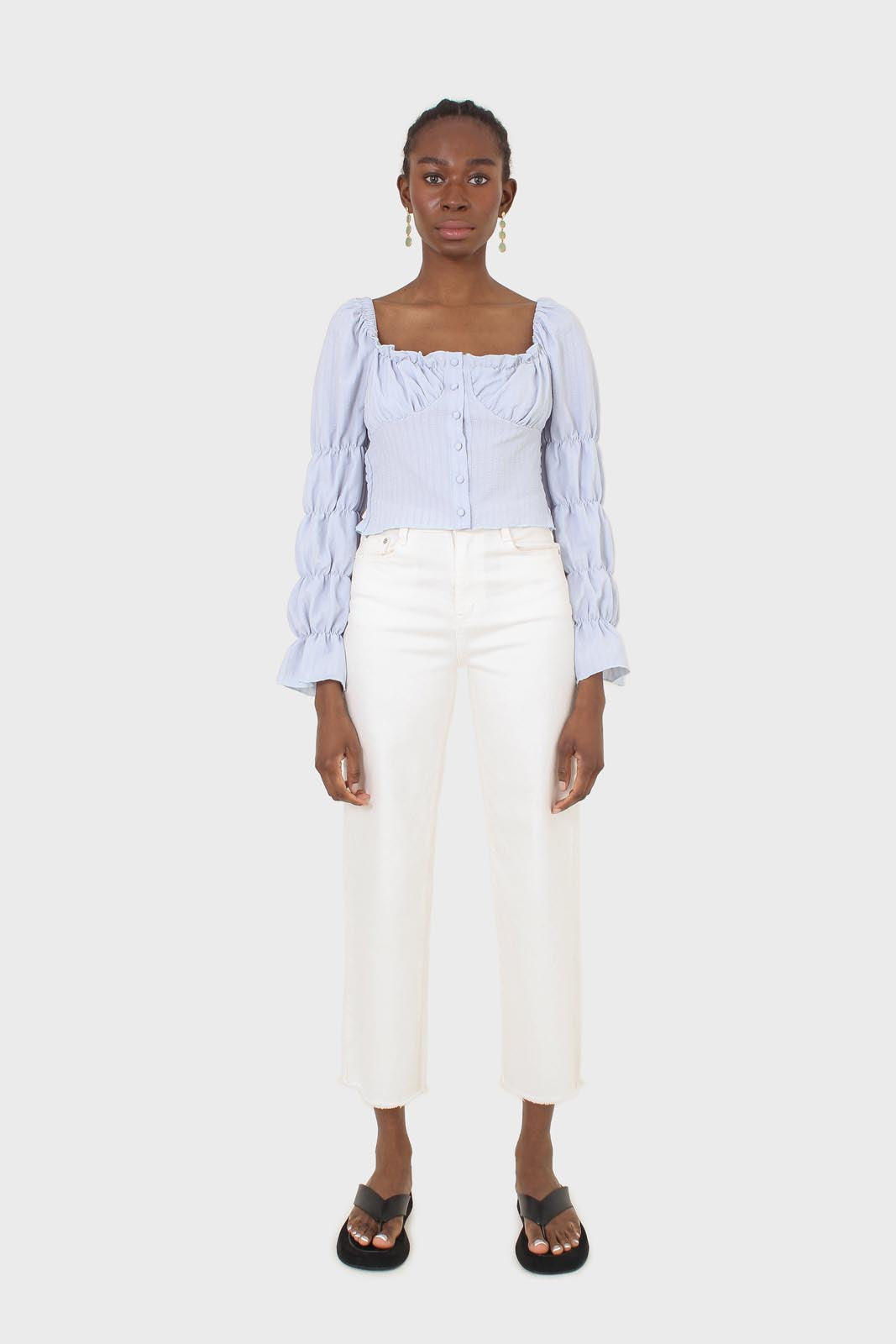 Blue button front detail bustier top_3