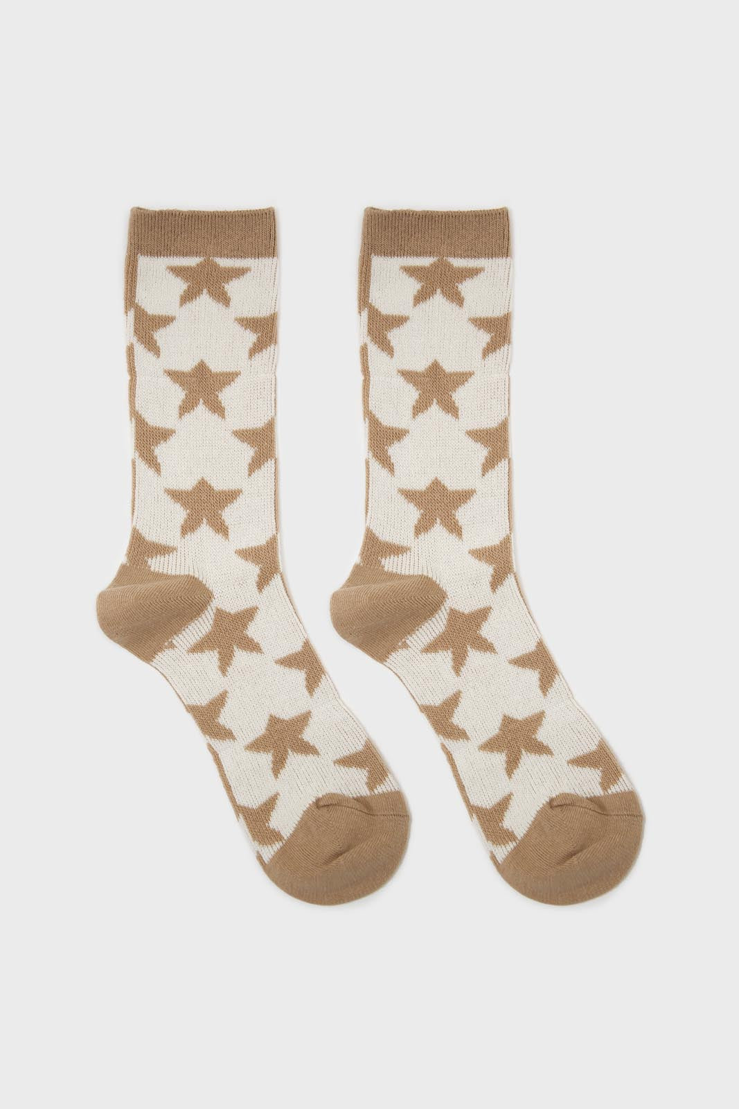 Beige contrast stars socks_3