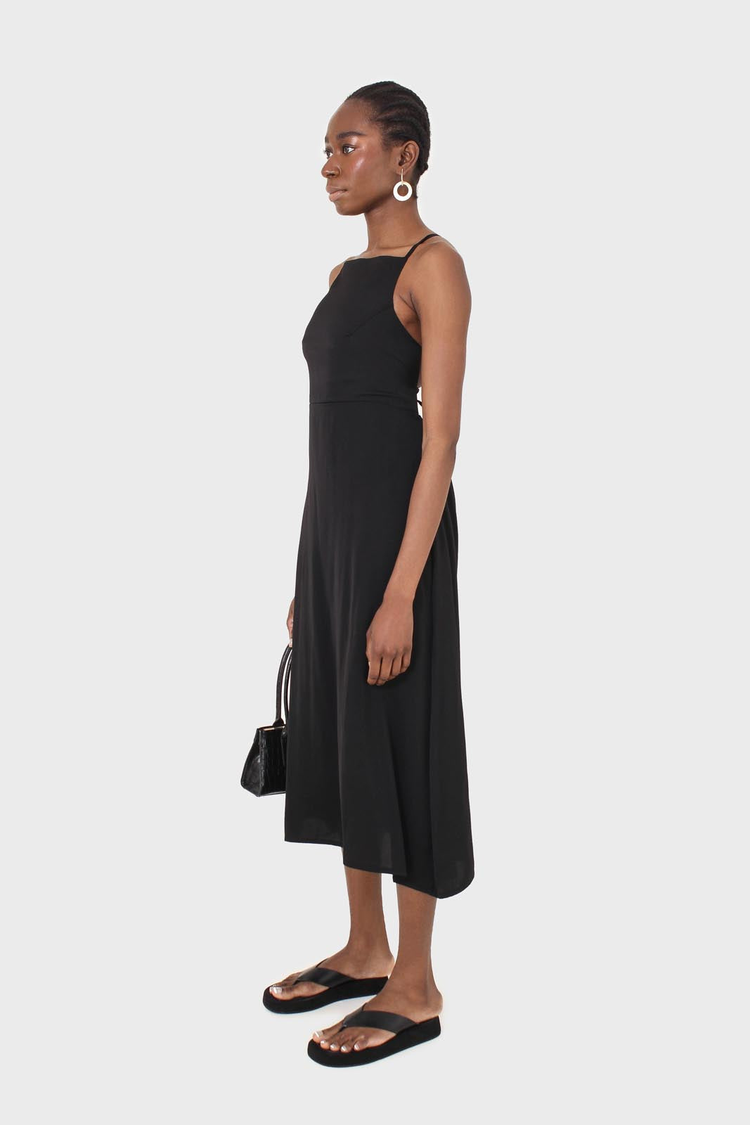Black strappy tie back dress_3