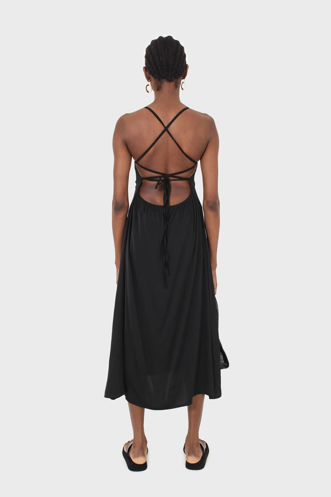 Black strappy tie back dress_2