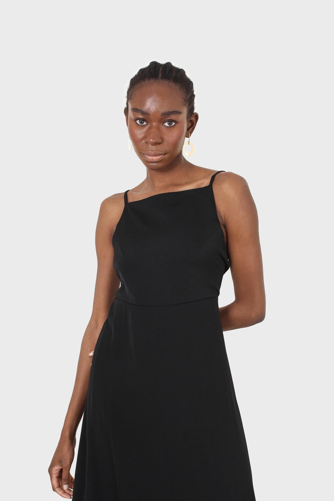 Black strappy tie back dress_4