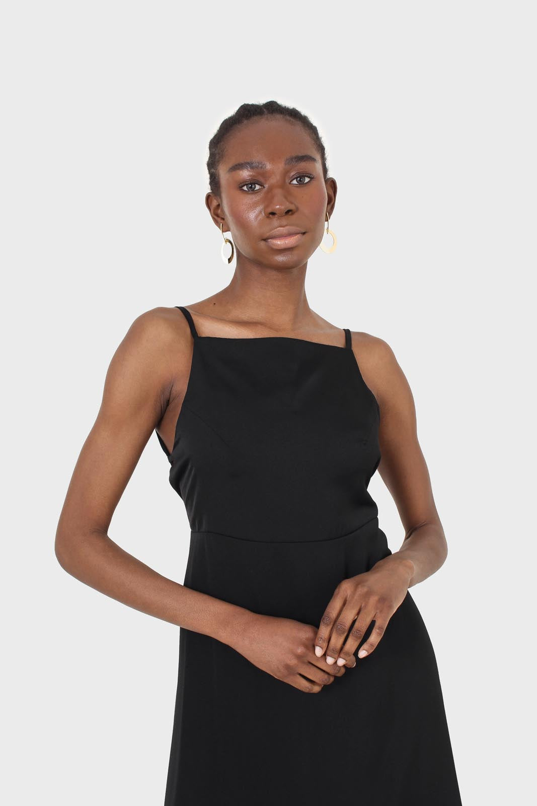 Black strappy tie back dress_9