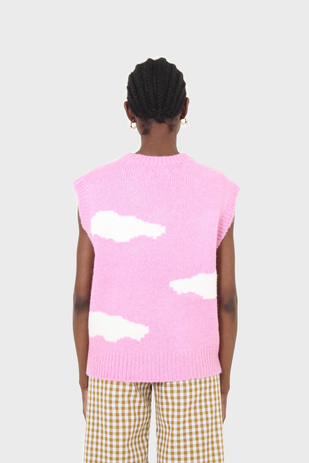 Pink and white intarsia cloud wool blend vest_2