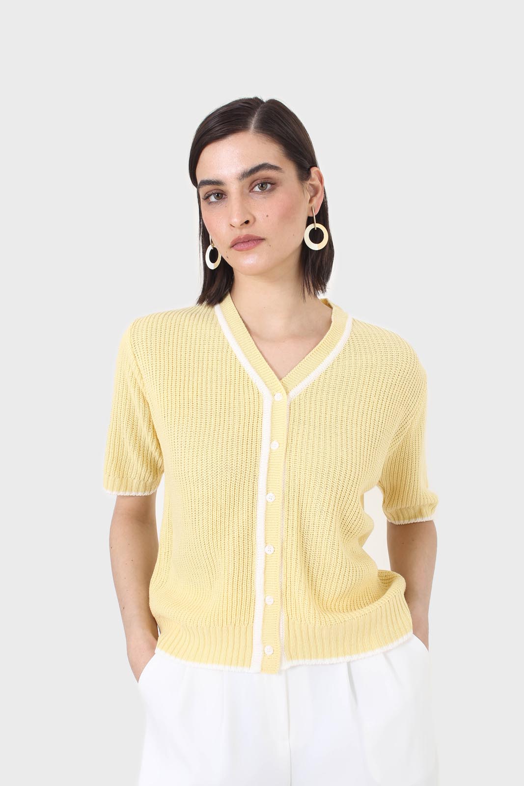 Yellow and ivory trim cardigan_4