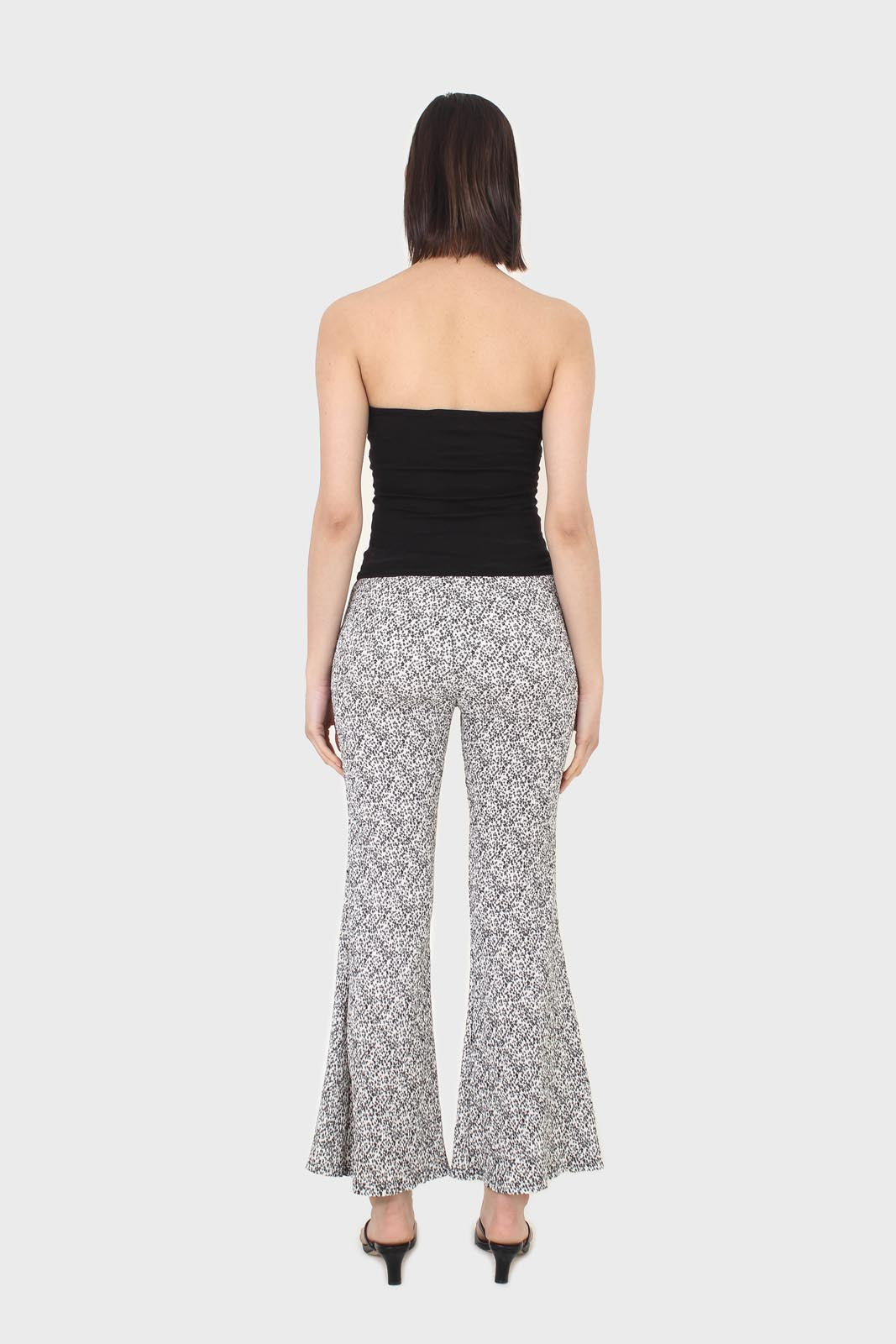 Ivory and charcoal dappled flare trousers_5