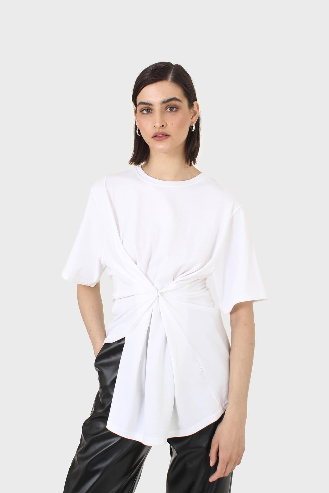 Ivory press stud detail draped top_3