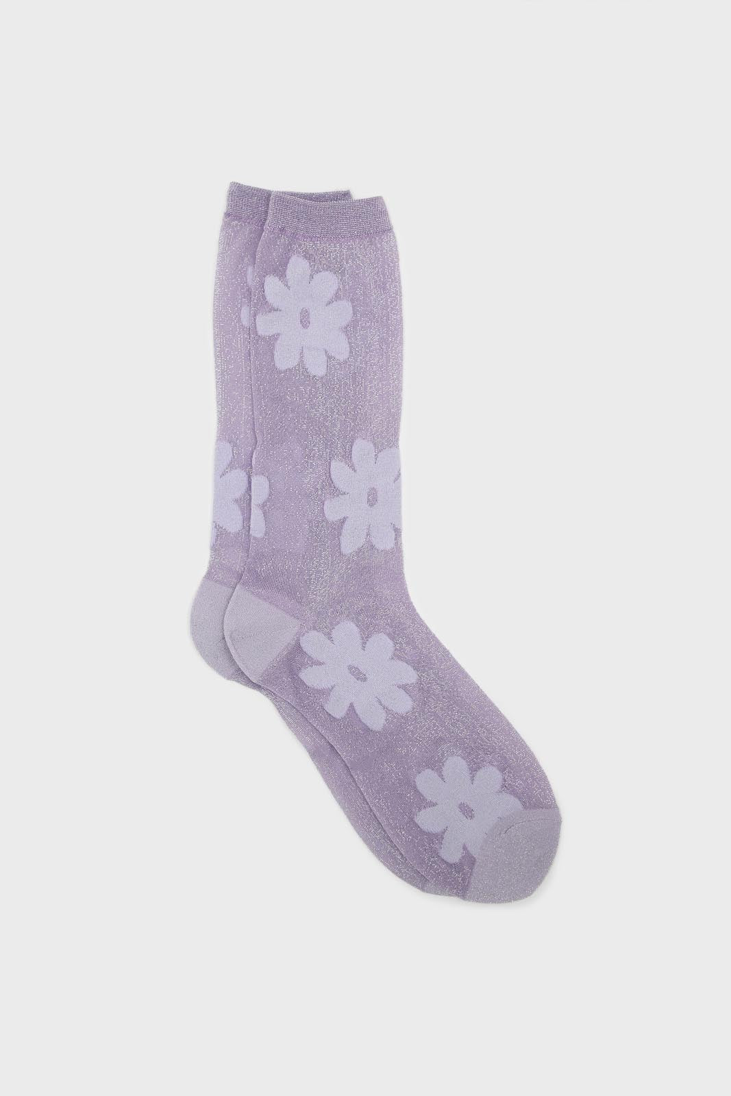 Lilac metallic sheer daisy socks_1