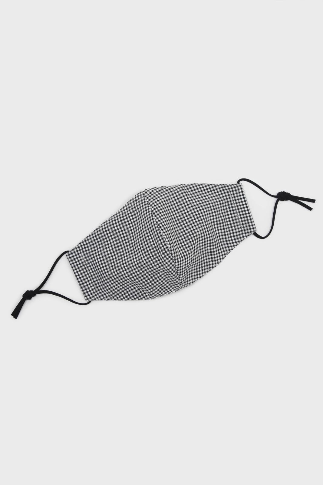 Black and ivory gingham face mask_2