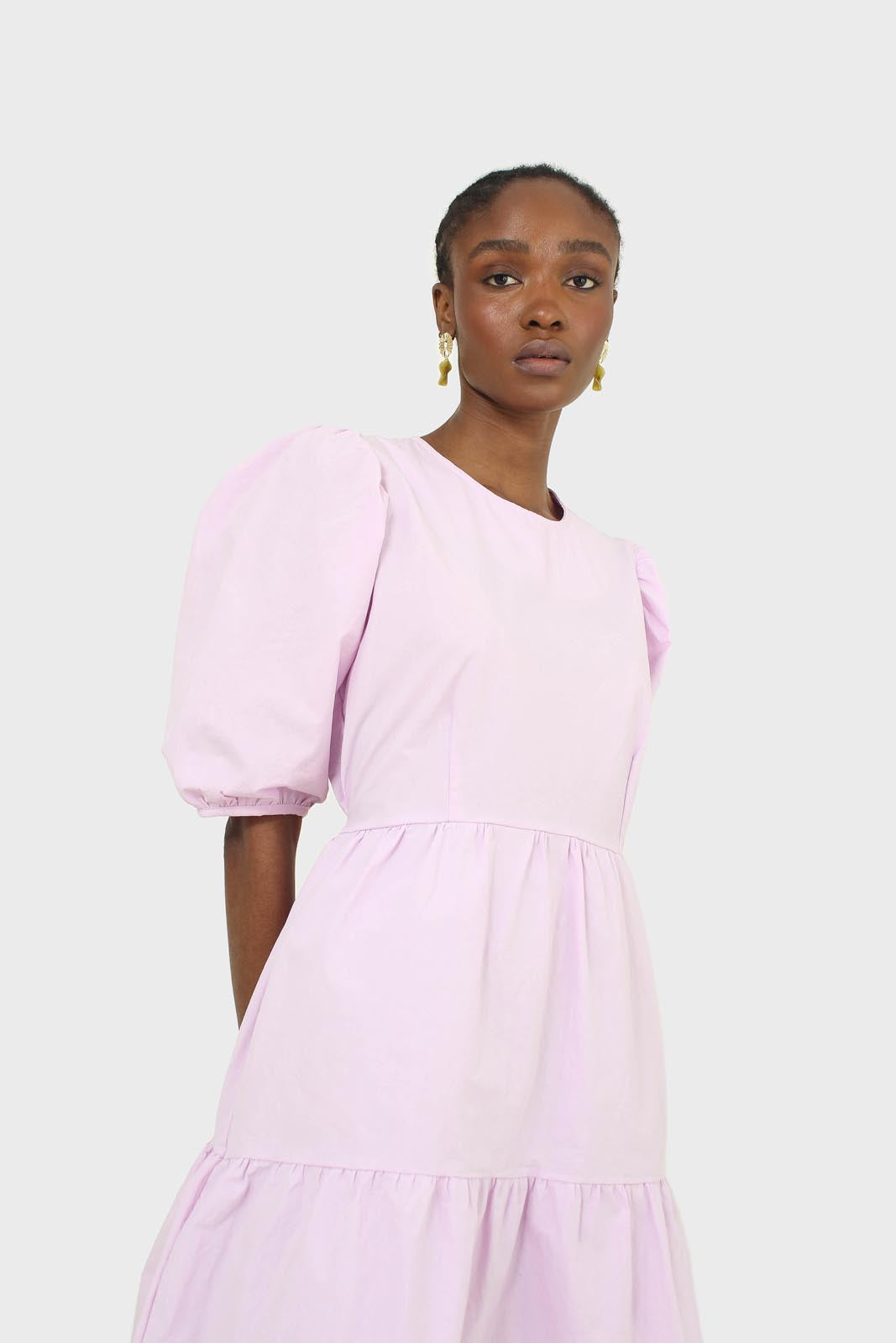 Lilac tiered puff sleeve mini dress_8