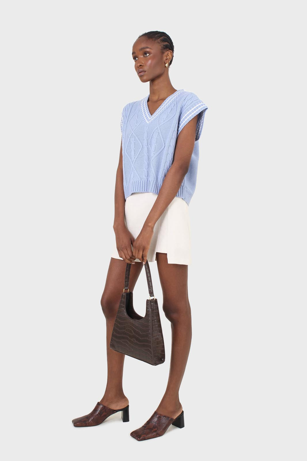 Ivory belted mini skirt_8