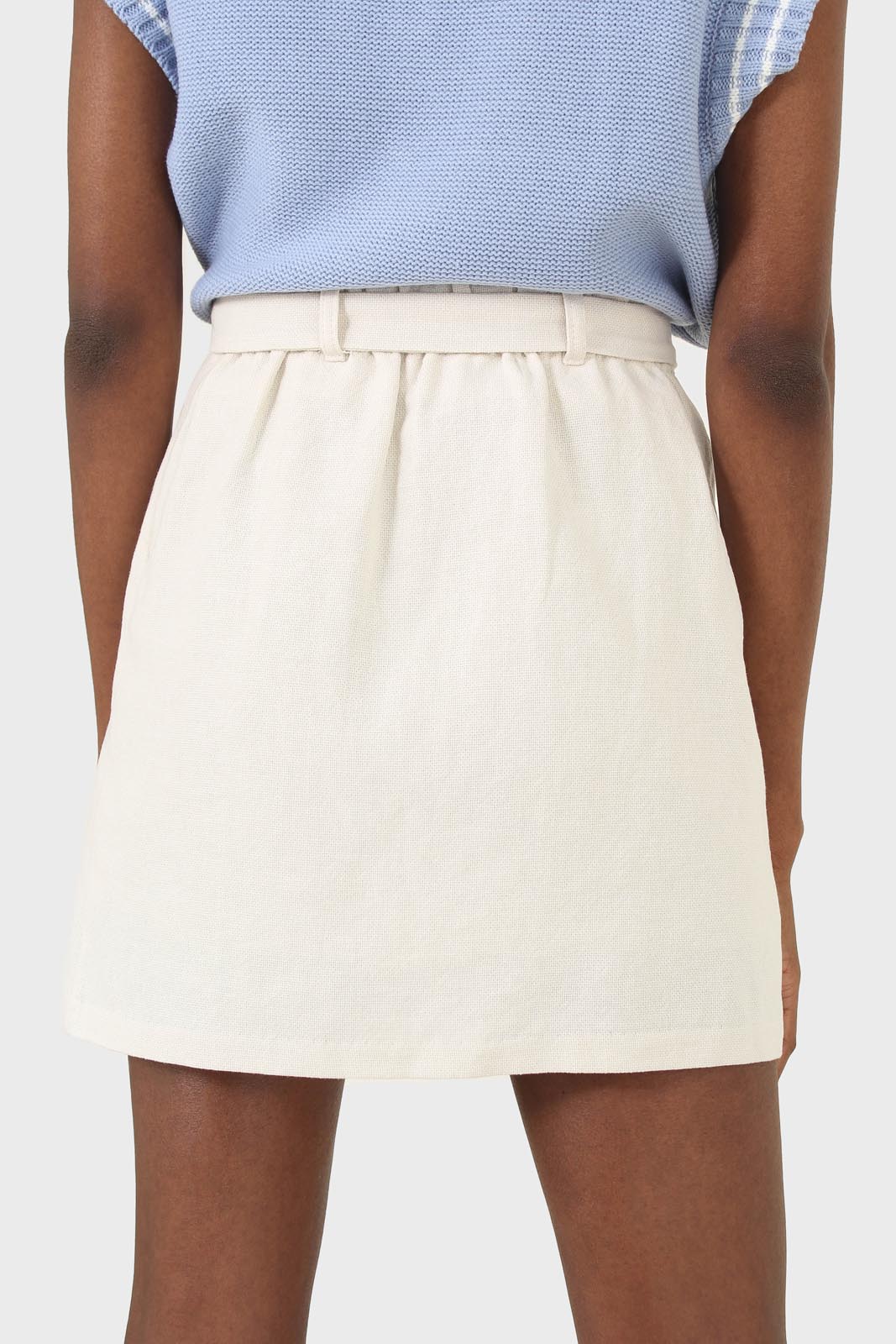 Ivory belted mini skirt_4