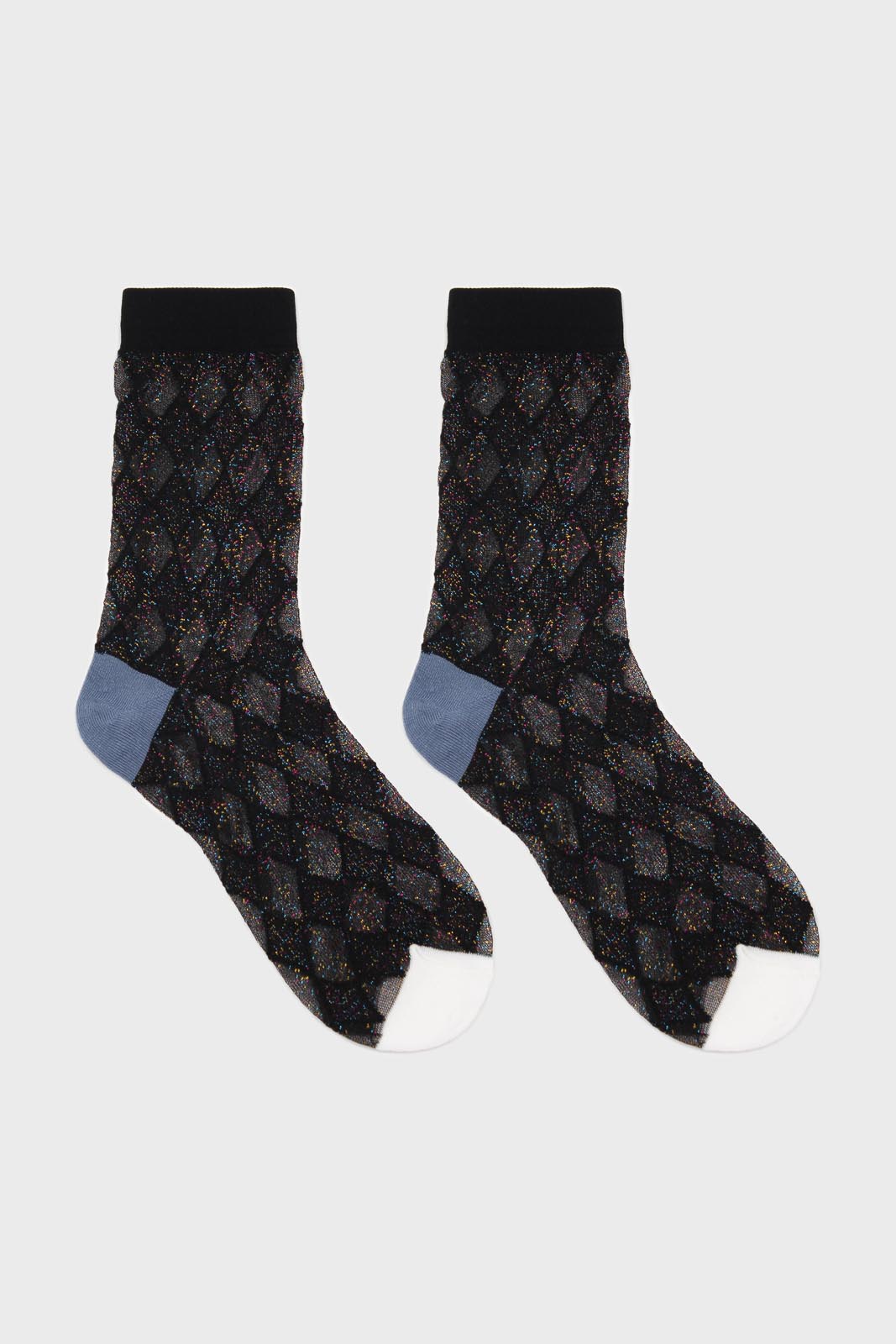 Black and rainbow diamond glitter socks_3
