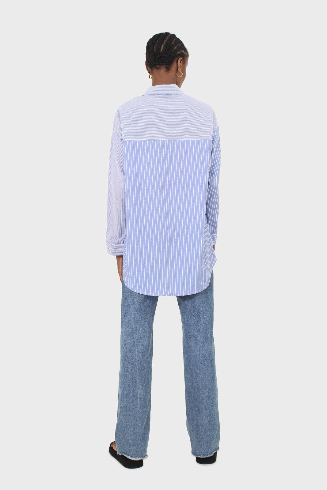 Blue and white multistripe loose fit shirt_4