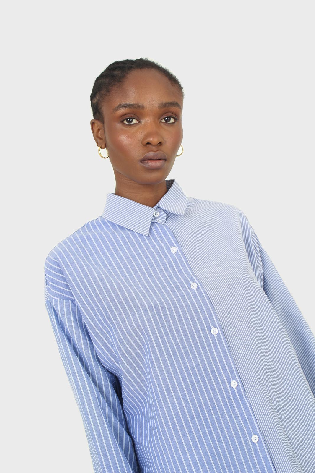 Blue and white multistripe loose fit shirt_9