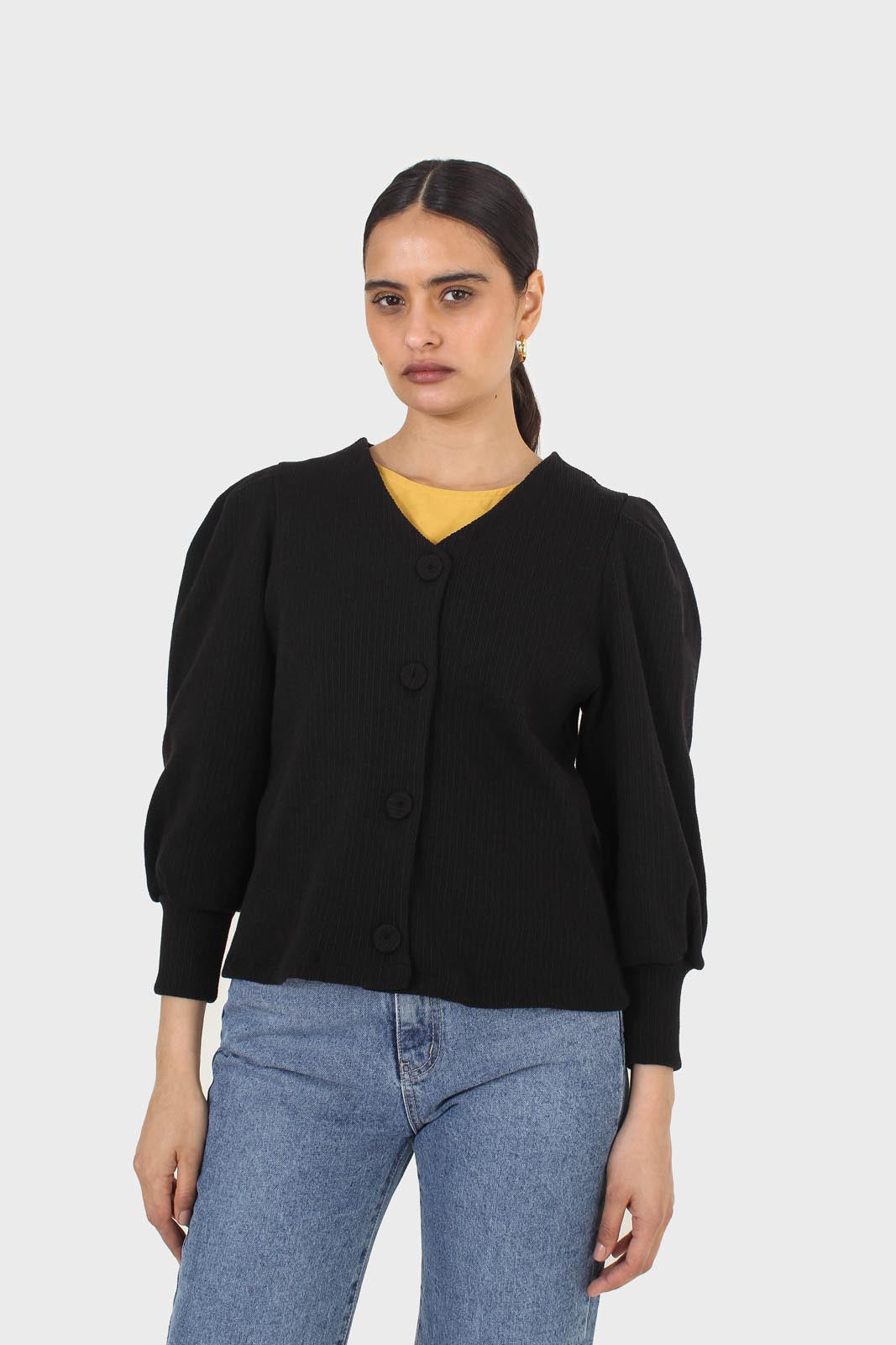 Black and ivory detachable lace collar cardigan_2