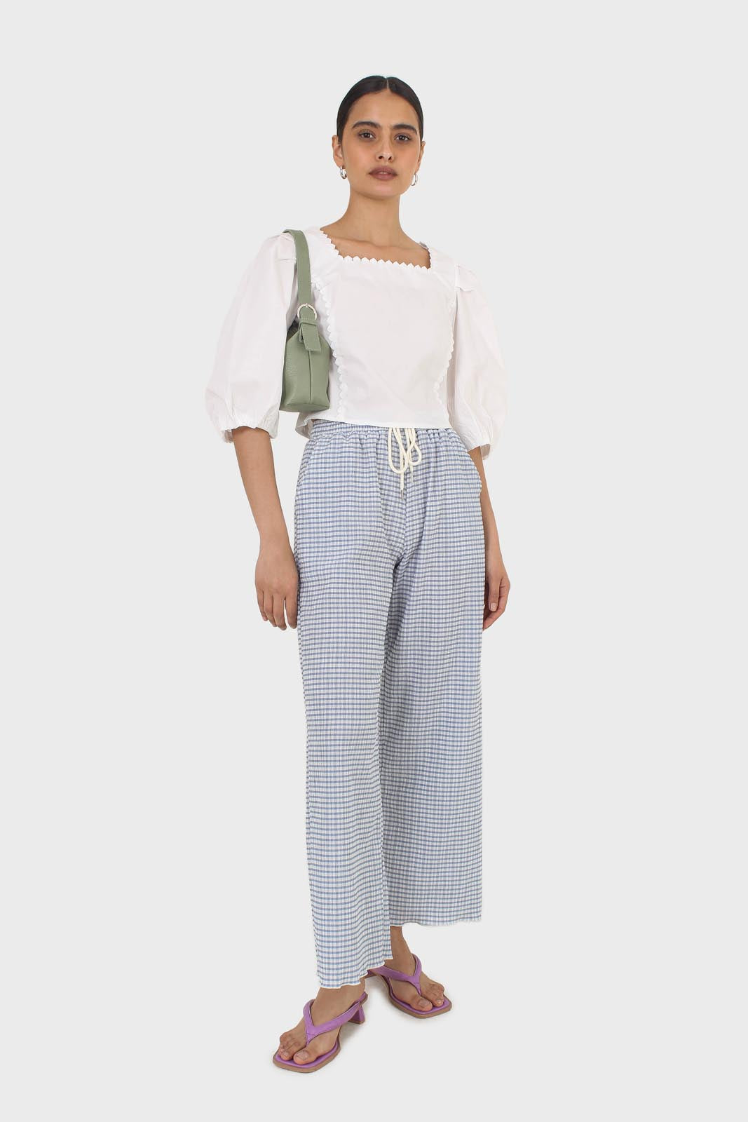 Ivory square neckline princess seam lace blouse_12