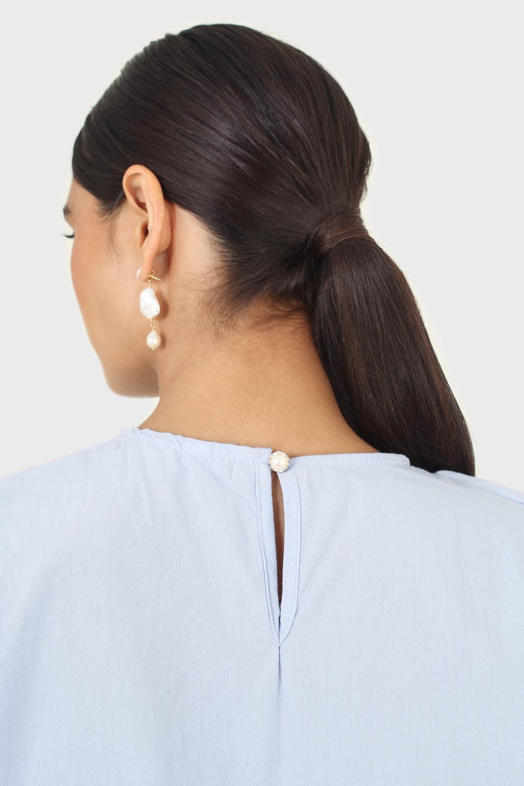 Sky blue asymmetric frill short sleeved top_6